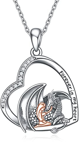 YAFEINI Drachen Kette Einhorn Anhänger Halskette 925 Sterling Silber Schmuck Geschenke für Damen Mädchen Herren