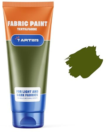7 Artists Pintura Textil Pintura Para Tela Verde Oliva 60 ml | Pintura Tela | Pinturas Para Telas Permanentes | Pintura Para Ropa | Pintura Textil Permanente y Lavable | Pintura De Tela