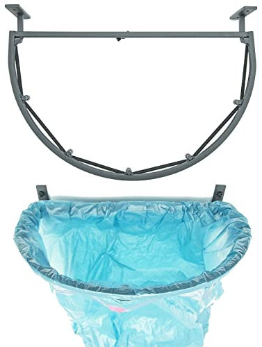 QLS Handels Support mural pour sac poubelle semi-circulaire parfait pour garage, cave, entrepôt, couloir, salle Noir