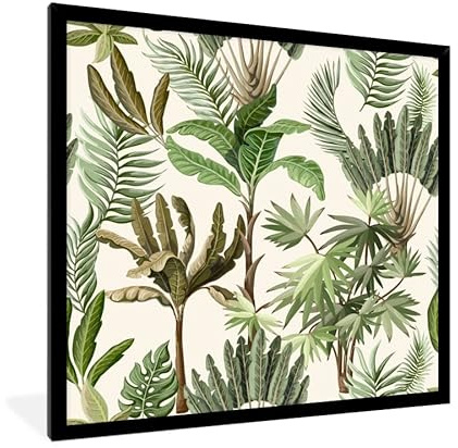 MuchoWow Poster encadré Jungle - Palmier - Bananier - Enfants - Nature - Plantes Tableau deco avec cadre 40x40 cm affiche decoration murale