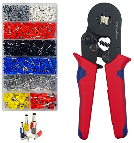 Newaner pinza crimpatrice capicorda con 1200 puntalini, 8 tipi puntale isolato premium 0.5-10 mm², strumenti di crimpatura,autoregolante connettori terminali elettrici a crimpare per elettricisti