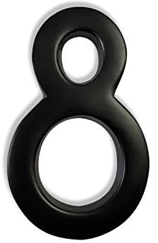 NACH Numeri civici magnetici in alluminio nero da 10,2 cm per esterni, numero 8, numeri civici moderni con accessori di montaggio