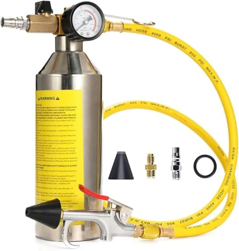 JTZXJJX Autoklimaanlagen-Spülwerkzeug, Auto-Reinigungskanister mit Sprühdüse, enthält 220 PSI Manometer, Luftanschlüsse und Schläuche zur Reinigung von Klimaanlagenleitungen, Kraftstoffleitungen