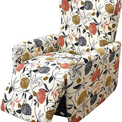 SDNAM Sesselschoner für Relaxsessel 4-Teilig Alleine Waschen mit Seitentasche,Sessel Bezug Separat Gereinigt Stretch Husse Relaxsessel Sesselbezug (Color : #6)