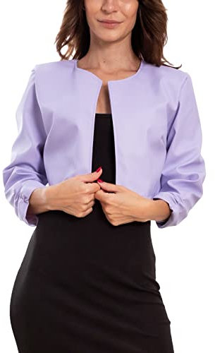 Toocool Giacca donna corta ecopelle bolero senza chiusura arricciato VB-10381 [S,lilla]