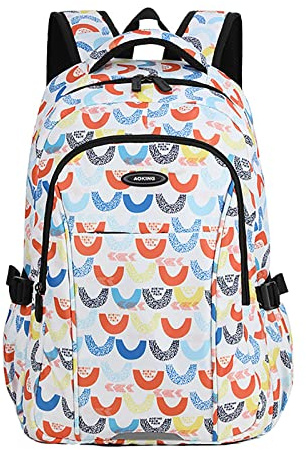 VARLIVOO Mode Schulrucksack Mädchen Teenager Schultaschen Damen Leicht Kinder Schulranzen 15.6 Zoll Laptop Rucksack Große Studenten Daypack Reisen Taschen Wasserdicht Polyester Regenbogen