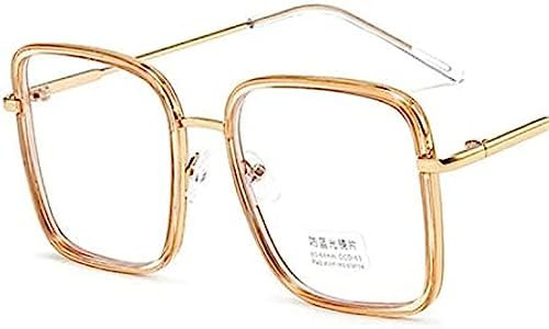 DIE Grand Cadre Carré Lunettes Cadre Surdimensionné Ordinateur Lunettes Cadre pour Femmes Hommes Carré Lunettes Lunettes,Jaune,Constructive23