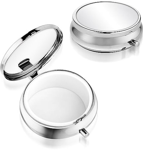 Siibba Portapillole Rotondo Piccolo, Portapillole Giornaliero Tascabile Per Compresse Pastiglie Grandi E Piccole, Vitamine, Olio Di Pesce, Integratori (1 Scomparto)