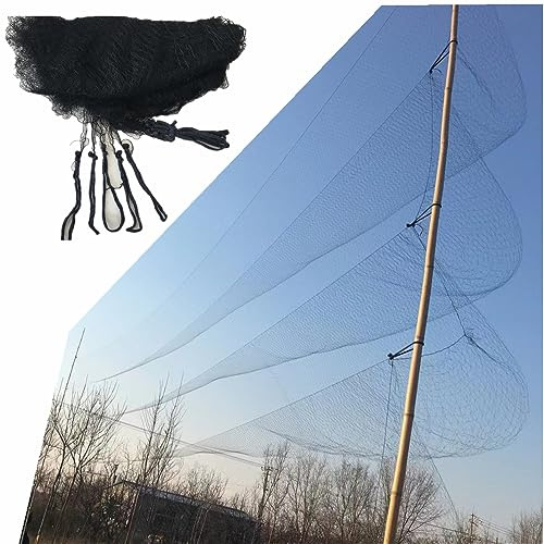Red de Niebla Negra Red de Niebla Nylon Sistema de Protección contra El Viento de Bolsa Profunda Fuerte de Seda para Capturar Plagas de Jardín Red de Protección contra Aves del Aeropuerto (3x9m)