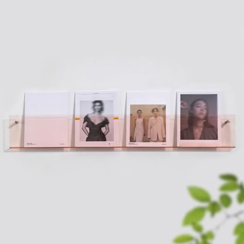 ZJKXJH zeitungsständer Rosa Acryl-Wandmagazin-Regal, Klar Broschürenhalter Einstellbare Hängende Schwimmende Buchregale Halter Für Büro, Kirche, Coffee Shop (Color : Pink, Size : L - 100cm)