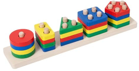 QHFlashbuy Holz Sortier und Stapelspielzeug,Montessori Spielzeug ab 1 2 3 Jahre,20PCS Farben und Formen Puzzle-Stapler,Montessori Early Educational Block Puzzles für Kinder