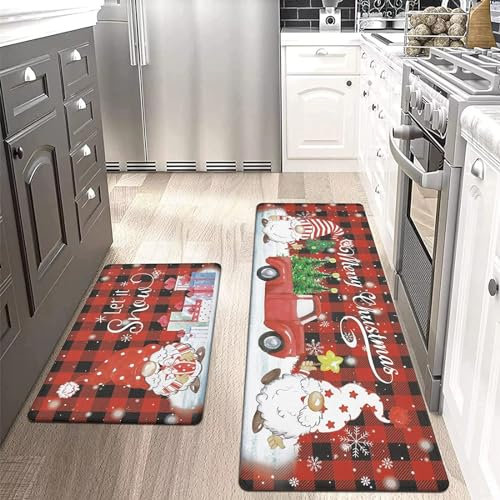 2Stk Küchenteppich 50X80+50X160Cm Frohe Weihnachten Küchenläufer Teppich Für Küche Waschbarer rutschfest Läufer Küchenmatte Weich Und Superabsorbierend Waschbar In Waschmaschine