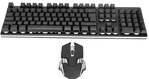 ASHATA Combo de Teclado Y Mouse Inalámbricos para Juegos, Retroiluminado RGB, Batería Recargable de 2800 MAh, Teclado Mecánico de 104 Teclas, Ratones de 3200 dpi, para Computadora de