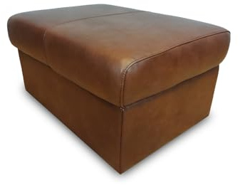 Quattro Meble Braun Granada Cognac Echtleder Hocker aufklappbar mit Stauraum Sitzhocker Rindsleder Sitzwürfel Fußhocker Polsterhocker Echt Leder Puff (75 x 55 x H-40 cm)
