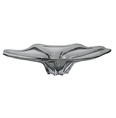 Transparent Black Glass Fruit Bowl Lotus Leaf Shape Fruit Basket Decorative Kitchen Table Fruit Dish Vegetable Bread Basket for Home Office Party Cesta De Frutas Fru Black