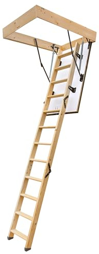 4iQ Group Bodentreppe Gedämmt 120 x 80 cm - Dachbodentreppe aus Fichtenholz U-Wert 1,05 - Dachbodenluke Raumspartreppe Innen - Bodenluke mit Treppe bis zu 150 kg Traglast