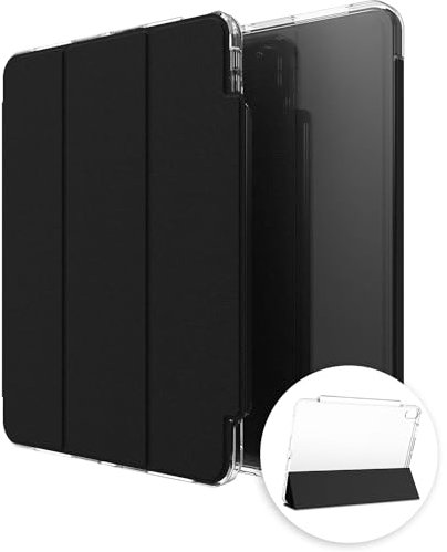 ZAGG Crystal Palace Folio Graphen verstärkte Hülle mit Standfuss für iPad Air 13 [2024] [13-Inch], Kein Vergilben, Stiftablage, stossfeste Pad Hülle (Transparent)