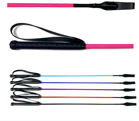 JA Horse JA0038 Springgerte Handgelenkschlaufe Lederoberteil, Pink, 70 cm | Klassische Springgerte mit edlem Lederoberteil, rutschfestem Gummigriff & Schlaufe für optimalen Halt