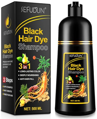 Shampoo colorante per capelli, colore nero, shampoo istantaneo, tintura per capelli, colore naturale, a lunga durata, per uomini, donne, tinture per capelli in pochi minuti, 500 ml