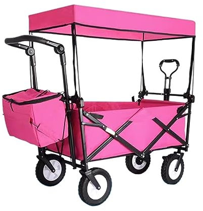 CCYENG Trolley Cart Klappbarer Gartentrolley Mit Überdachung Robuster Wagenwagen Tragbarer Einkaufswagen Für Outdoor-Camping Push-Pull-Wagen Campingwagen Gartenwagen