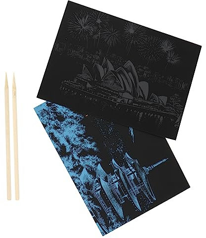 BESTonZON 2 Stück DIY Kratzmalerei Kinderpapier Buntes Papier Schwarzes Kratzmalerei Kinder Kratzpapier Basteln DIY Schwarzes Kratzpapier er er
