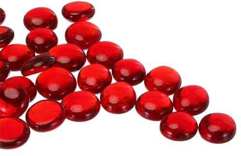 QUARKZMAN Perle Vetro, 36pz Pietre Preziose Vetro Piatto Trasparenti Rosso Scuro 0,44 Libbre (0,67-0,87) Biglie Vetro Ciottoli per Riempitivi Vasi Decorazioni Acquari Artigianato Fai-da-Te