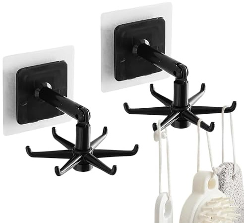 360° drehbarer Klapphaken, drehbare Haken, 2 x 360 Grad drehbare Küchenhaken, multifunktionales Utensilienregal, Organizer mit 6 Krallen, Montagehaken