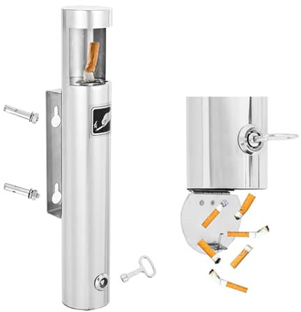 Zylinder-Wandaschenbecher für den Außenbereich, Metall-Aschenbecher, robuster Aschenbecher für den Außenbereich, Mülleimer für Terrasse, Hotels, Kneipen, Büros
