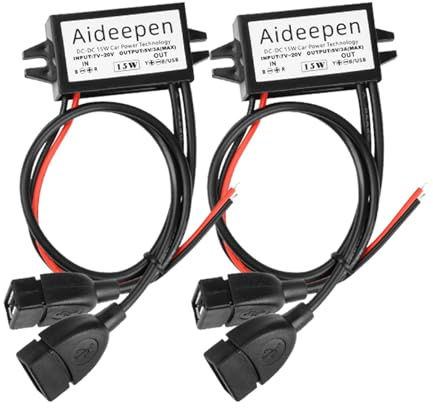 2Pcs DC 12V to 5V Converter, Aideepen 15W 3A Car Power Converter Adapter with Dual USB Connectors