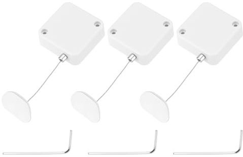QUARKZMAN Retráctil Cable Cerradura de 1.5 Metro con Parche de Arco Adhesivo Candado de Seguridad con Control Remoto y Cordón Ajustable Antirrobo para Portátil, 600G, Blanco, 3 Set