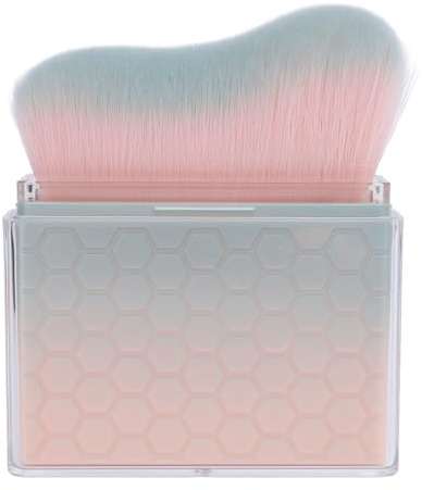Bärbar Vinklad Makeupborste, Bärbar Vinklad Platt Huvud Kosmetisk Borste för Makeup Nagelkonst, Eleganta Nagelkonstvågor, Infällbar Design (Blårosa lutning)