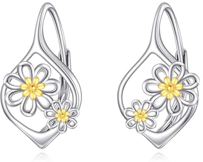 VONALA Ohrringe mit Gänseblümchen-/Zitronen-/Erdbeer-/Alpaka-/Sonnenblumenmotiv 925er Sterlingsilber Hebelverschluss Obst-inspirierte Ohrringe Geschenk für Damen