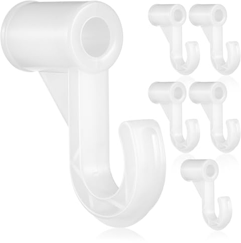 ULTECHNOVO 6 Pcs Plastic Closet Rod Bracket Hooks Heavy Duty Adjustable Connectors for Wardrobe Storage Easy Installation Strong Support for Clothes