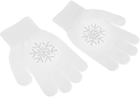 Geardeangloow Eislaufhandschuhe für Mädchen, Damen, Kinder, magischer Stretch-Handschuh, weiße Blume, Größe S, weiße Schneeblume