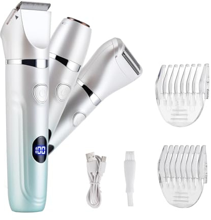 Damenrasierer für Damen, 3-in-1-Bikini-Trimmer für Damen, kabelloser Nass- und Trockenrasierer für das Gesicht, Damenrasierer für Körper, Beine und Bikinizone, wasserdicht und wiederaufladbar