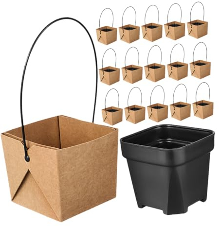 TOYANDONA 16juegos Mini Macetas De Macetas Pequeñas para Suculentas Cajas De Papel Kraft para Escritorio Alféizar De Ventana Decoración De Plantas