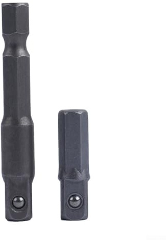 Besttoolifes Juego de 2 adaptadores de enchufe de acero al cromo vanadio, varilla de extensión de vástago hexagonal de 1/4 pulgadas con rodamiento de bolas, para taladro eléctrico y llave de vaso