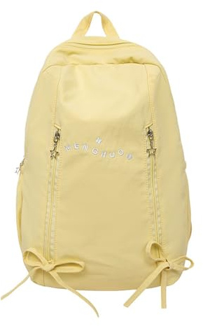 XIAOQENAN Zaino da scuola capiente a scomparti multipli per i giovani impermeabile ergonomico Back Assist sottile uso quotidiano borsa da scuola in nylon contatore stabile allo strappo, Giallo, Small