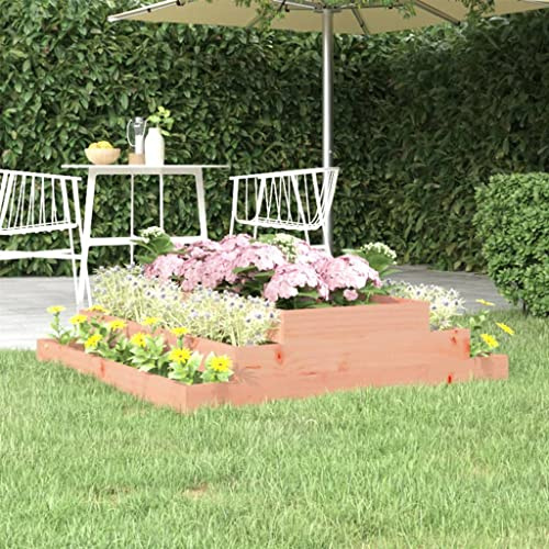 YUTAASU Fioriera Rialzata in Legno Massello di Douglas con Design a Scala 110x110x27 cm per Piante e Ortaggi Giardino Esterno Struttura Robusta