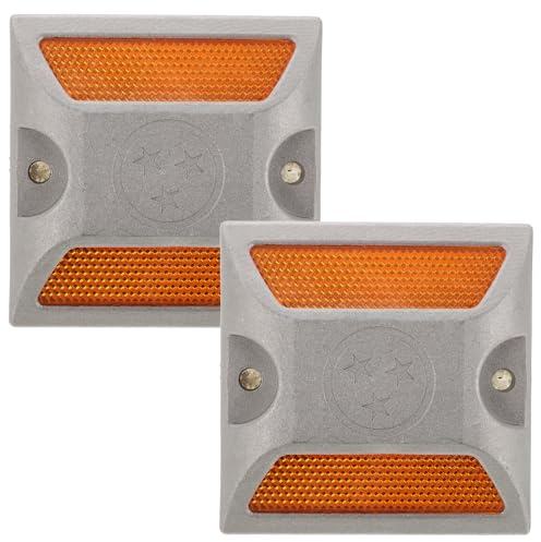Toyvian Riflettori Stradali in Alluminio Segnale Riflettente Giallo Doppio, Marcatori per Vialetti e Giardino, Accessori Sicurezza per Guida Notturna e Condizioni Atmosferiche Avverse,