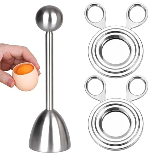 3-teiliges Eierköpfer Set – Edelstahl-Eiersollbruchstellenverursacher – Präziser Öffner für gekochte Eier – Küchenwerkzeug für Frühstück, Salate & Backen – Hygienisch & spülmaschinengeeignet
