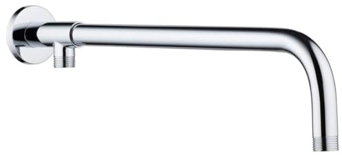 Gelthrox Bras de Douche Universel Avec Bride tube Rallonge Support Mural et Support en Laiton pour Pommeaux de Douche Fixes (Chromé, 37 CM)