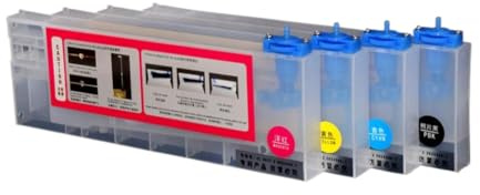 PZPSEQGM Cartouches d'encre CISS 220ml, 4 Paquets, compatibles avec Mutoh Roland Mimaki JV33 JV5 JV3 TS3, système d'encre en Vrac pour imprimante à solvant écologique