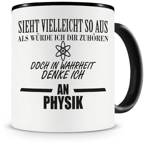 Samunshi® Ich denke an Physik Tasse Kaffeetasse Teetasse Kaffeepott Kaffeebecher Becher 300ml schwarz