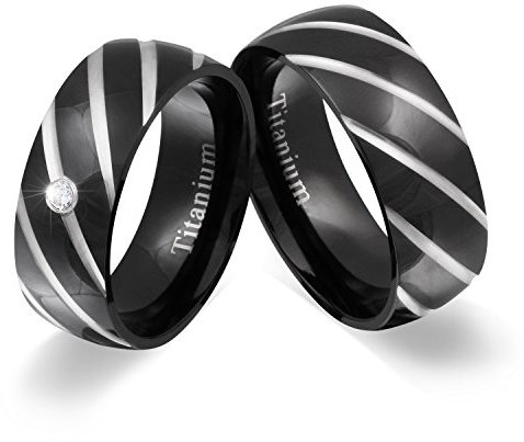 Juwelier Schönschmied - Zwei Partnerringe Eheringe Titan Zirkonia inkl. persönliche Lasergravur 54-60 LANrT7HD - Amfora