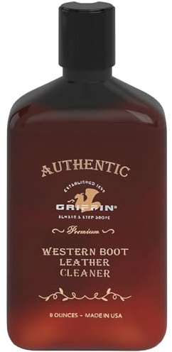 Griffin Boot Care Leather Cleaner – 8 oz – Gently Cleans Footwear, Apparel & Interiors – Non-Toxic, Non-Darkening, Made in USA – Leather Cleaner for Cowboy Boots, Furniture, Cars & More