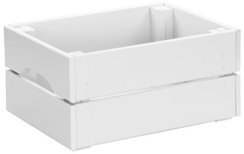 LAUBLUST - Kiste aus 100 % Massivholz in Größe M - Kiefer Weiß ca. 31 x 23 x 15 cm - Holzkiste zur Aufbewahrung und Dekoration - FSC®