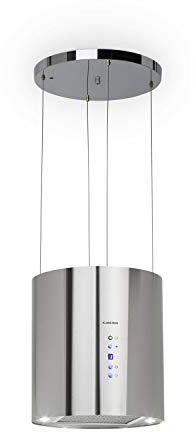 Klarstein Barett - Campana extractora, Ø 35cm, 190 W, 590 m³/h, 3 niveles, LED, Acero inoxidable, Plateado
