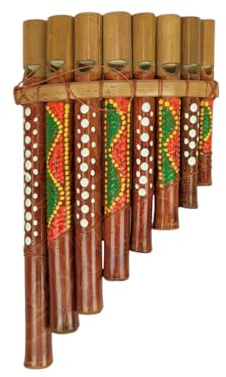 Flauta de pan de bambú pintada a mano, instrumento musical