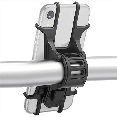 ISIYINER Fahrrad Handyhalterung Universal Silikon Telefonhalter für iPhone Samsung Huawei Smartphones mit der Bildschirmgröße von 4.5-7.0 Zoll Ideal für Mountainbike Rennrad & Motorrad (Schwarz)